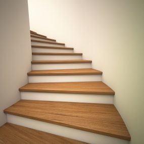 Climbing up the spiral stairway , 3d render